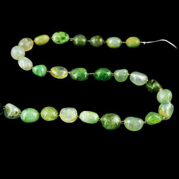 gemsmore:Amazing Natural Green Onyx Drilled Beads Strand