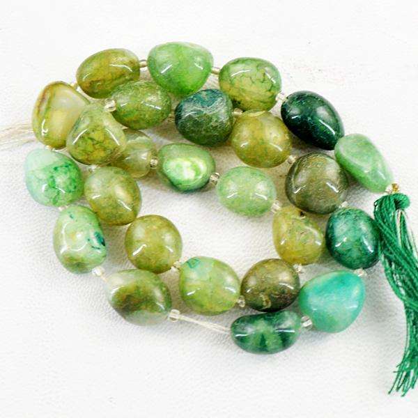 gemsmore:Amazing Natural Green Onyx Drilled Beads Strand