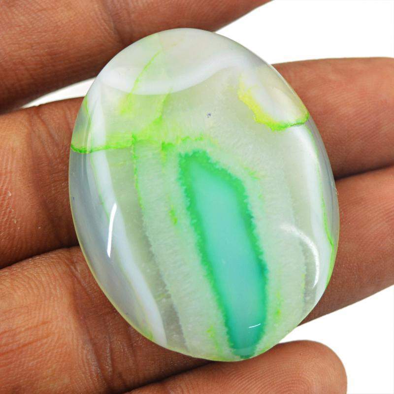 gemsmore:Amazing Natural Green Onyx Oval Shape Gemstone