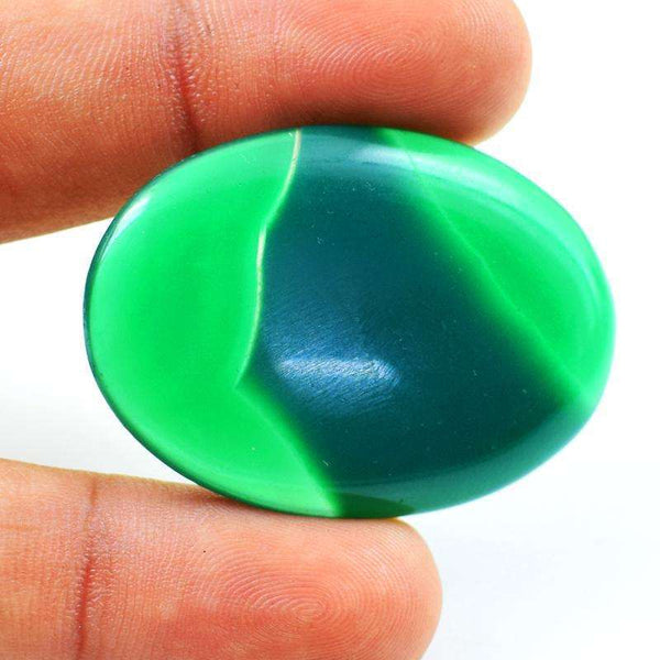 gemsmore:Amazing Natural Green Onyx Oval Shape Loose Gemstone