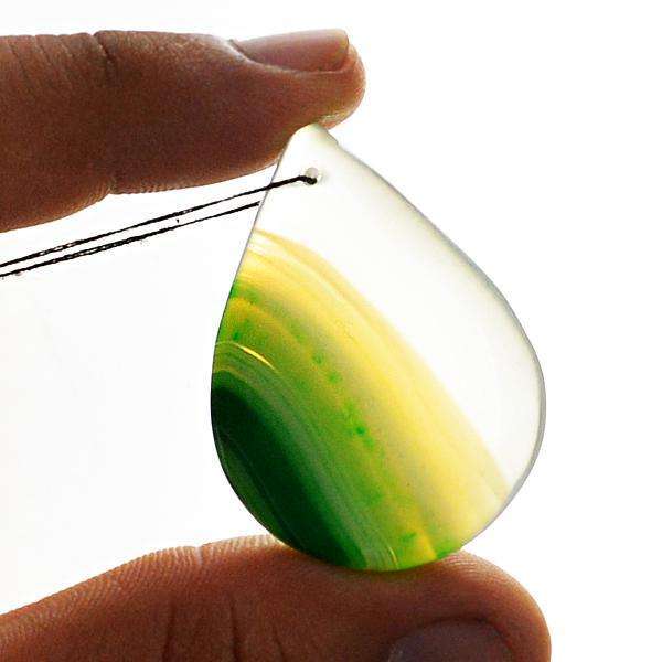 gemsmore:Amazing Natural Green Onyx Pear Shape Drilled Loose Gemstone