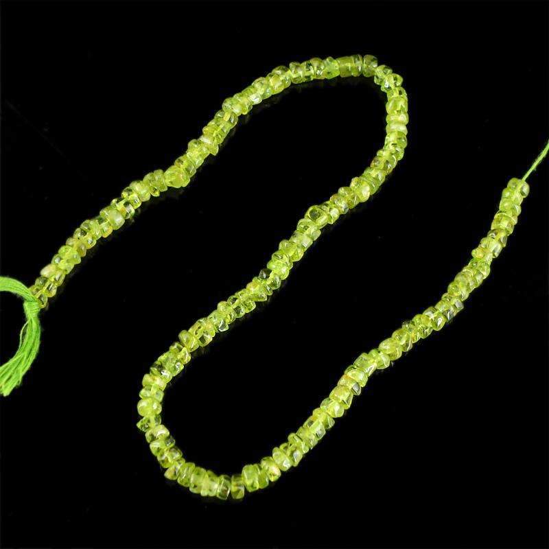 gemsmore:Amazing Natural Green Peridot Drilled Beads Strand