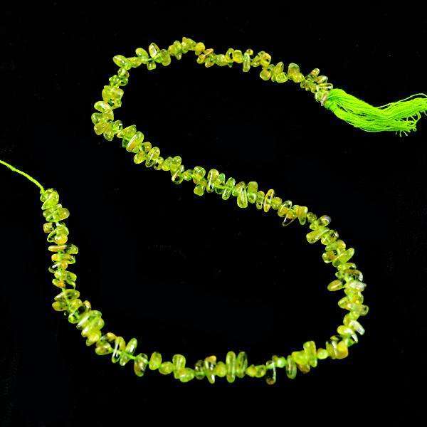 gemsmore:Amazing Natural Green Peridot Tear Drop Drilled Beads Strand