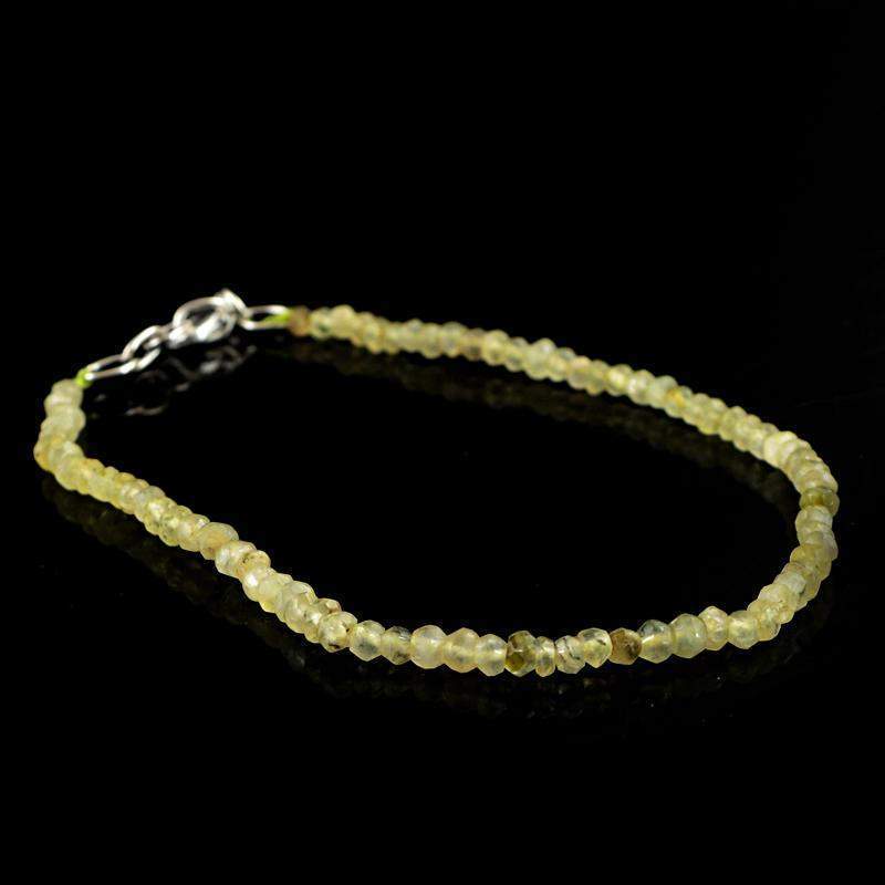 gemsmore:Amazing Natural Green Phrenite Bracelet Round Faceted Beads