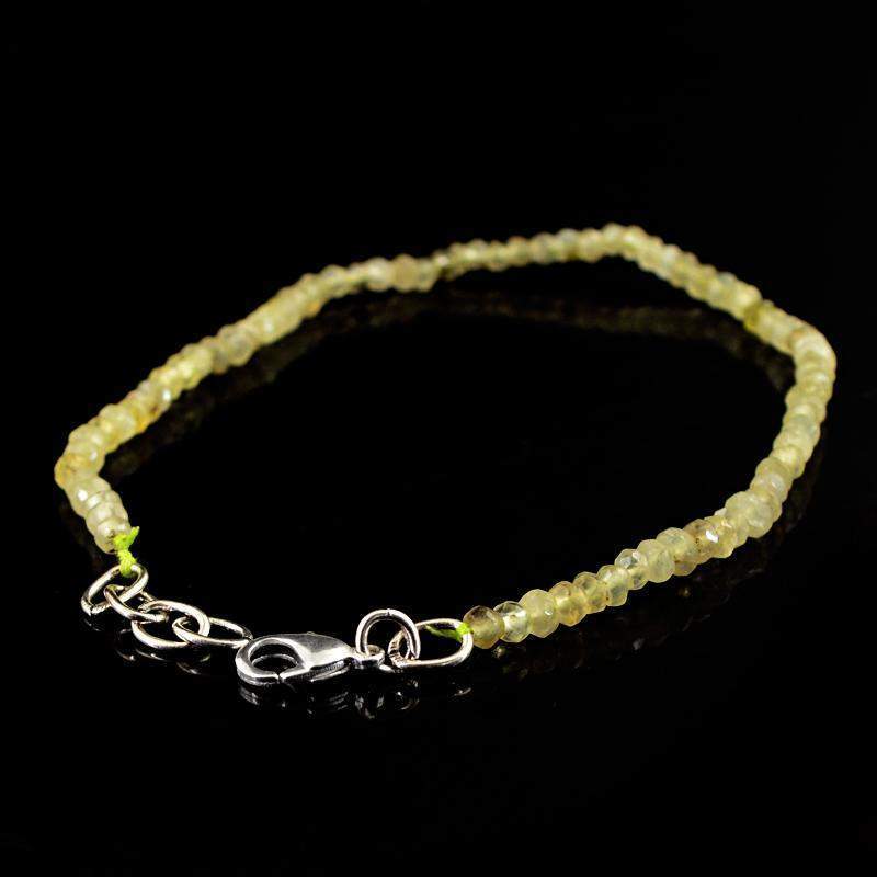 gemsmore:Amazing Natural Green Phrenite Bracelet Round Faceted Beads