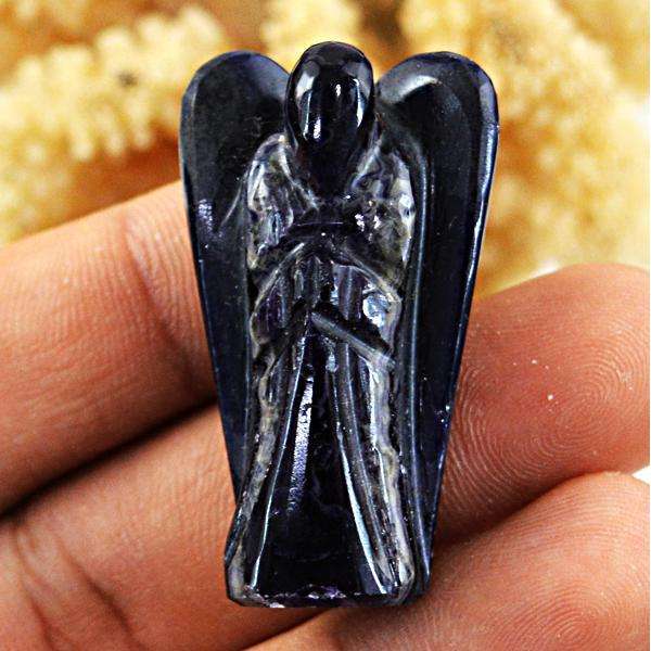 gemsmore:Amazing Natural Iolite Carved Healing Angel Gemstone