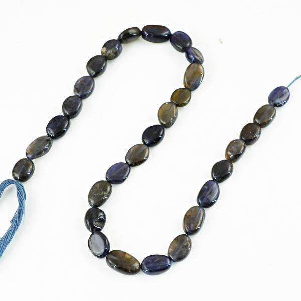 gemsmore:Amazing Natural Iolite Oval Shape Drilled Beads Strand