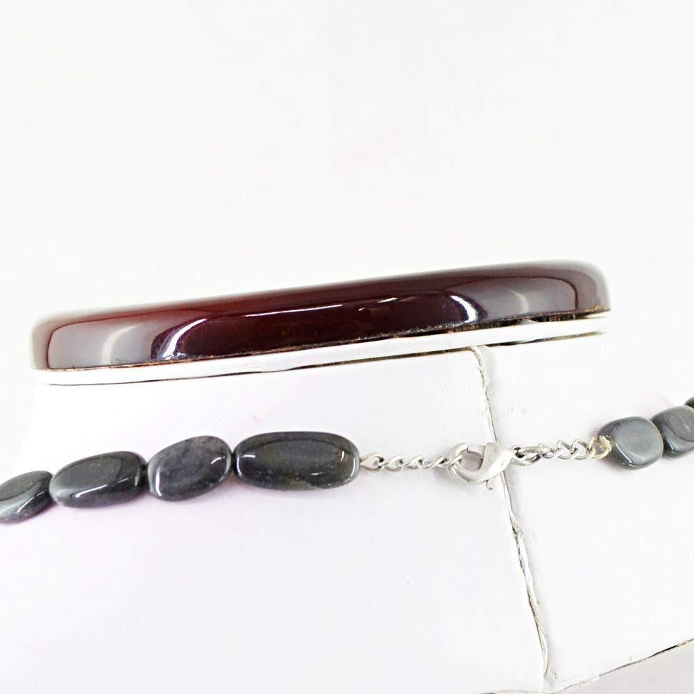 gemsmore:Amazing Natural Jasper Necklace Oval Shape Beads