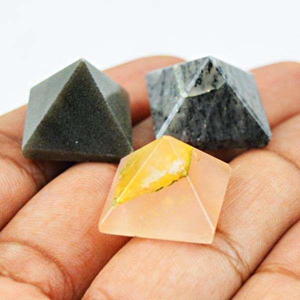gemsmore:Amazing Natural Mix Gem Healing Pyramid Lot