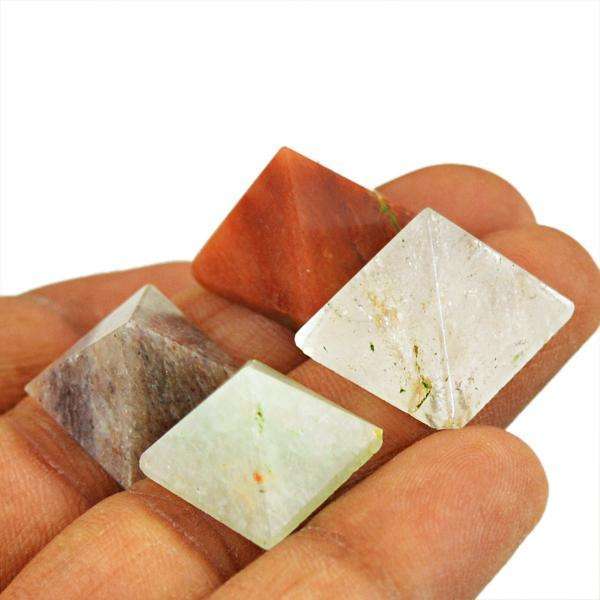 gemsmore:Amazing Natural Mix Gemstone Healing Point Pyramid Lot