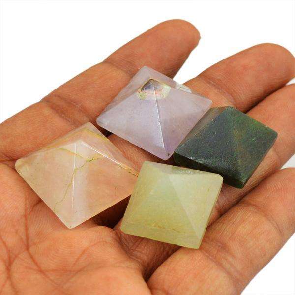 gemsmore:Amazing Natural Mix Gemstone Healing Point Pyramid Lot