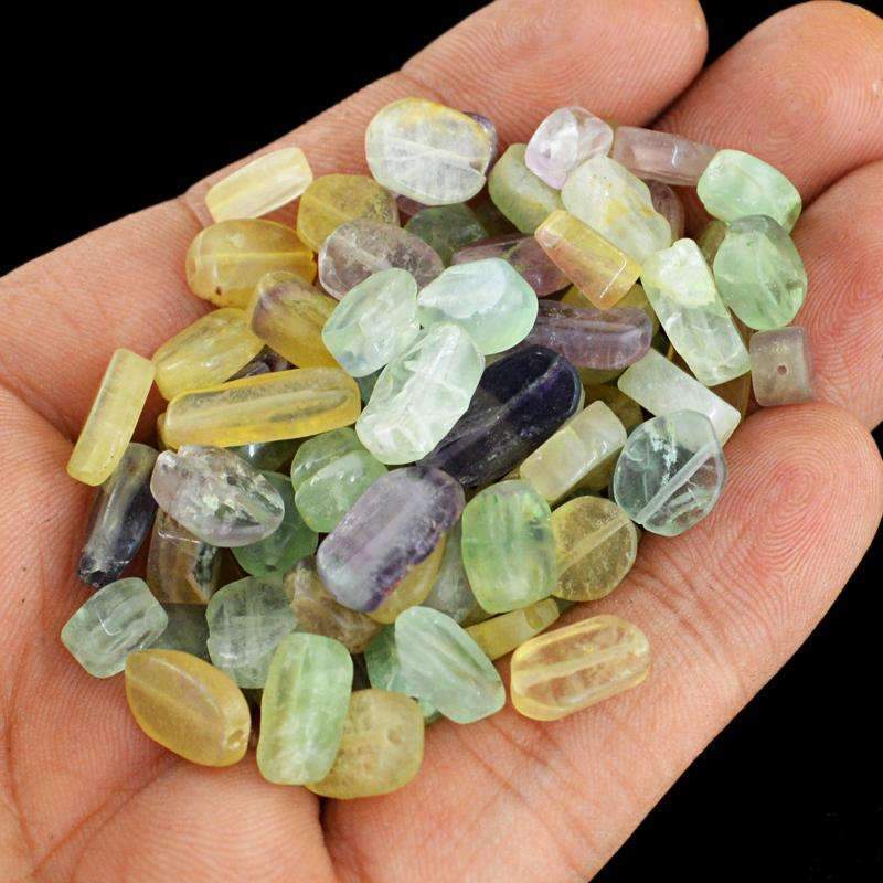 gemsmore:Amazing Natural Multicolor Fluorite Beads Lot - Drilled