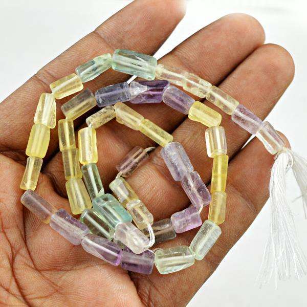 gemsmore:Amazing Natural Multicolor Fluorite Drilled Beads Strand