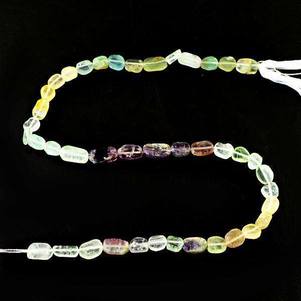 gemsmore:Amazing Natural Multicolor Fluorite Drilled Beads Strand