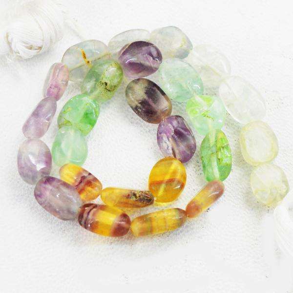 gemsmore:Amazing Natural Multicolor Fluorite Drilled Beads Strand