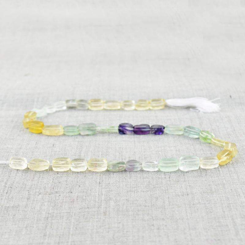 gemsmore:Amazing Natural Multicolor Fluorite Drilled Beads Strand