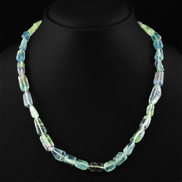 gemsmore:Amazing Natural Multicolor Fluorite Necklace Unheated Beads