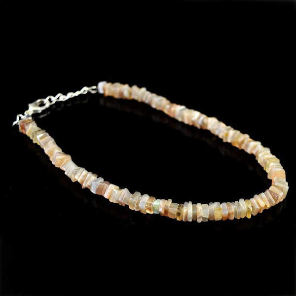 gemsmore:Amazing Natural Multicolor Moonstone Bracelet Untreated Beads