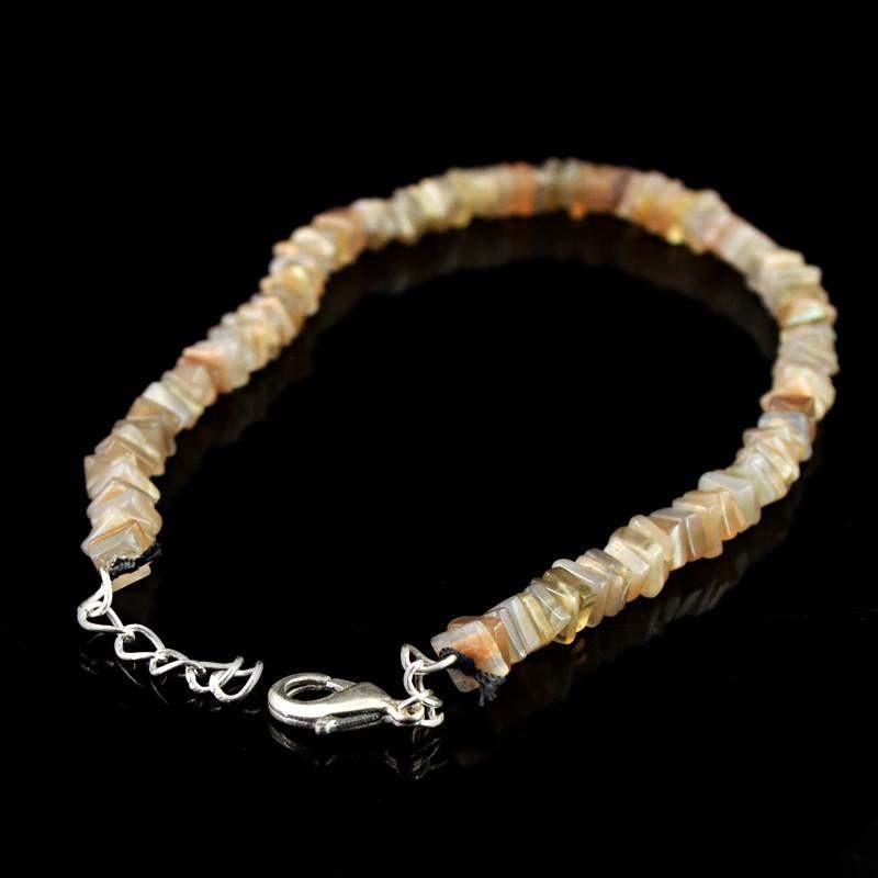 gemsmore:Amazing Natural Multicolor Moonstone Bracelet Untreated Beads