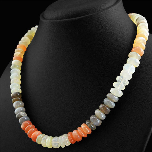 gemsmore:Amazing Natural Multicolor Moonstone Necklace Round Shape Unheated Beads