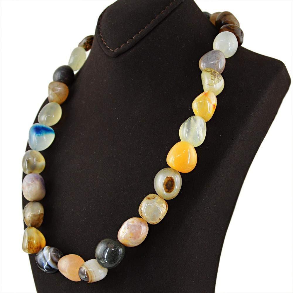 gemsmore:Amazing Natural Multicolor Multi Gemstone Necklace Untreated Beads