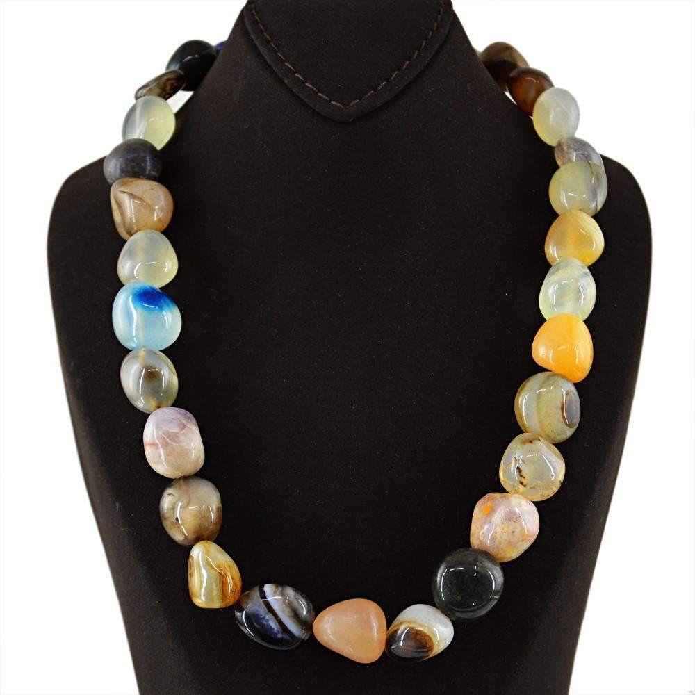 gemsmore:Amazing Natural Multicolor Multi Gemstone Necklace Untreated Beads