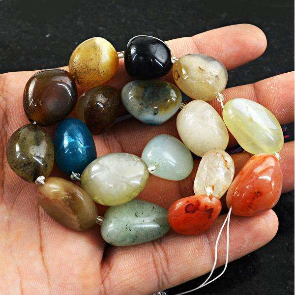 gemsmore:Amazing Natural Multicolor Onyx Drilled Beads Strand