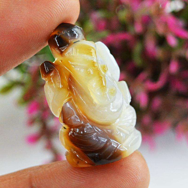 gemsmore:Amazing Natural Onyx Carved Ganesha Gemstone