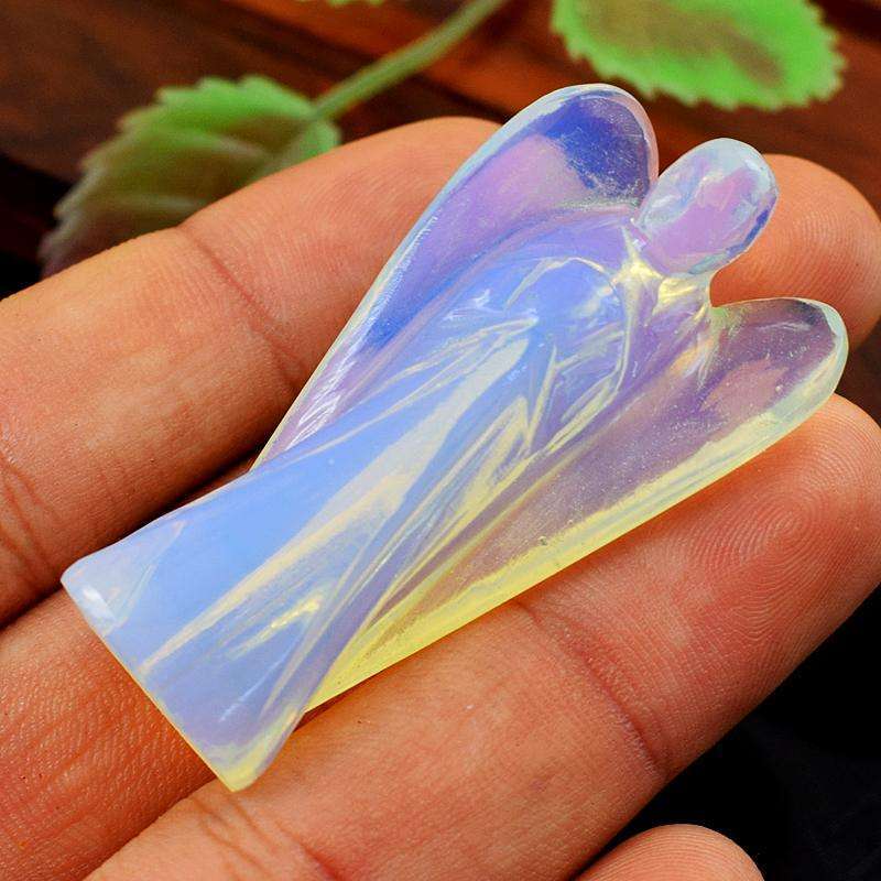 gemsmore:Amazing Natural Opalite Carved Healing Angel Gemstone