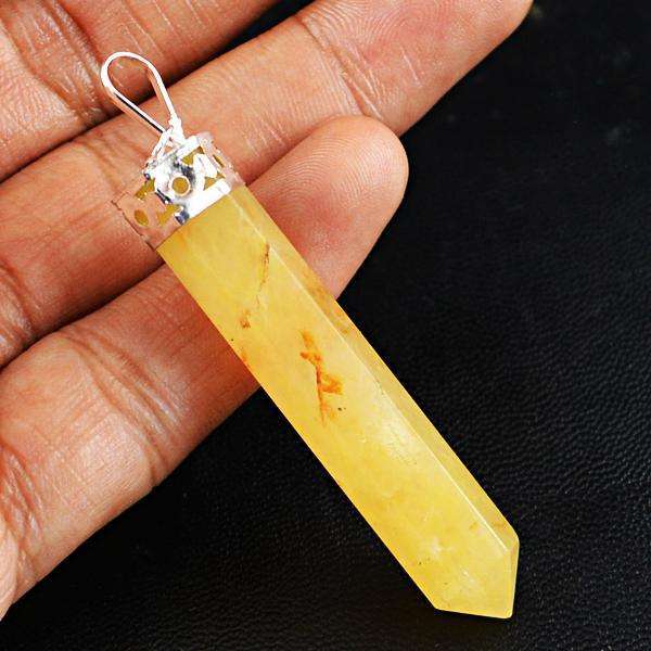 gemsmore:Amazing Natural Orange Aventurine Healing Point Pendant