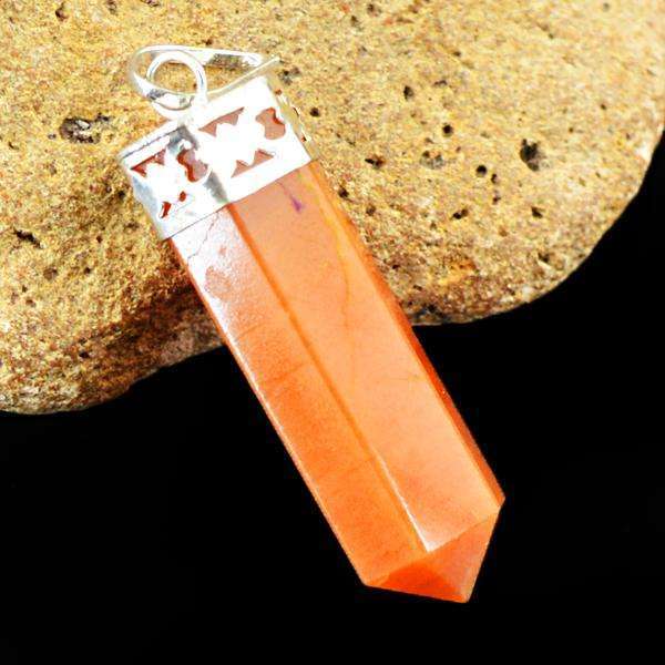 gemsmore:Amazing Natural Orange Aventurine Healing Point Pendant