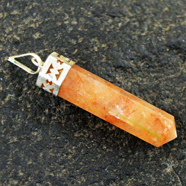 gemsmore:Amazing Natural Orange Aventurine Healing Point Pendant