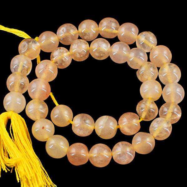 gemsmore:Amazing Natural Orange Aventurine Round Shape Drilled Beads Strand