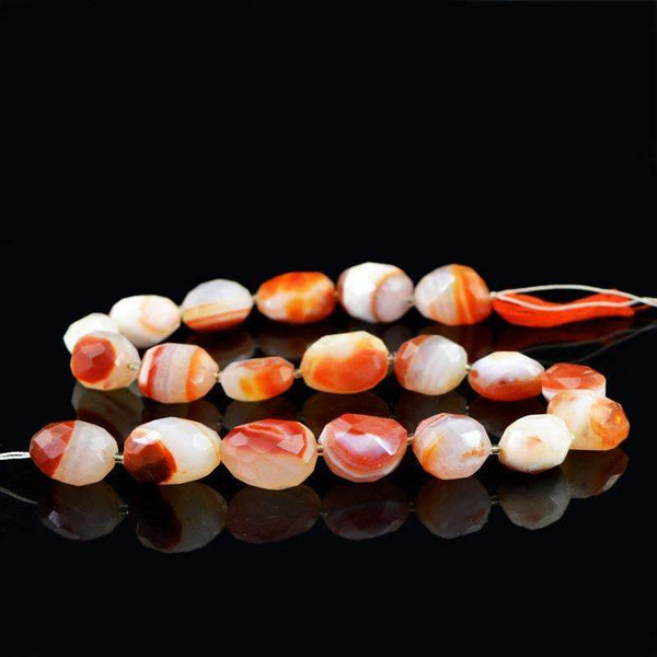gemsmore:Amazing Natural Orange Onyx Beads Strand - Faceted Drilled