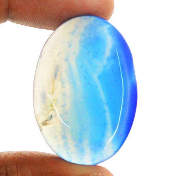 gemsmore:Amazing Natural Oval Shape Blue Onyx Untreated Loose Gemstone