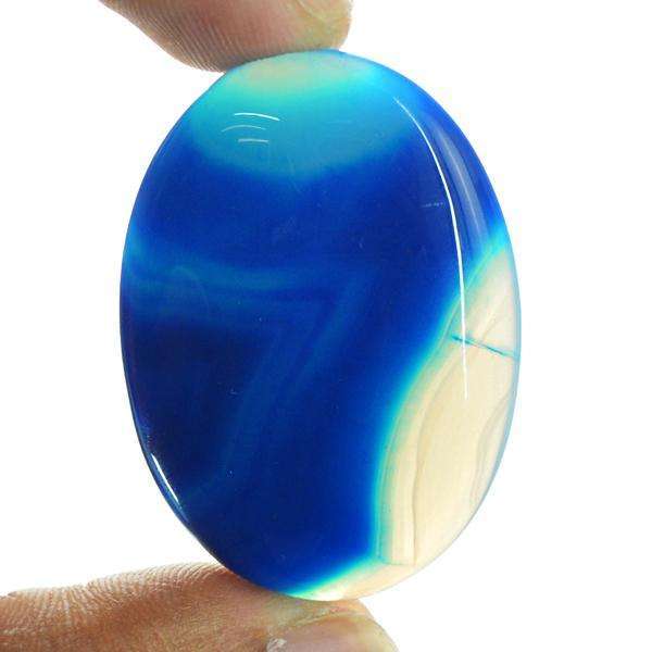 gemsmore:Amazing Natural Oval Shape Blue Onyx Untreated Loose Gemstone