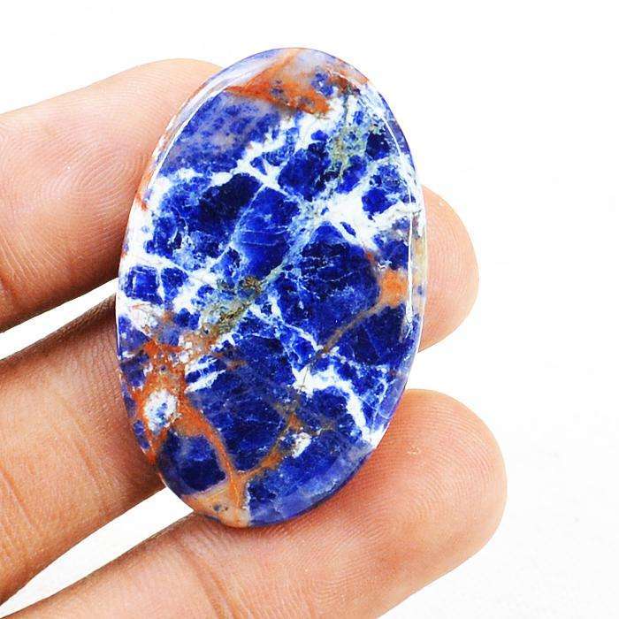 gemsmore:Amazing Natural Oval Shape Blue Sodalite Untreated Loose Gemstone