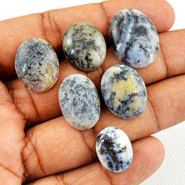 gemsmore:Amazing Natural Oval Shape Dendrite Opal Loose Gemstone Lot