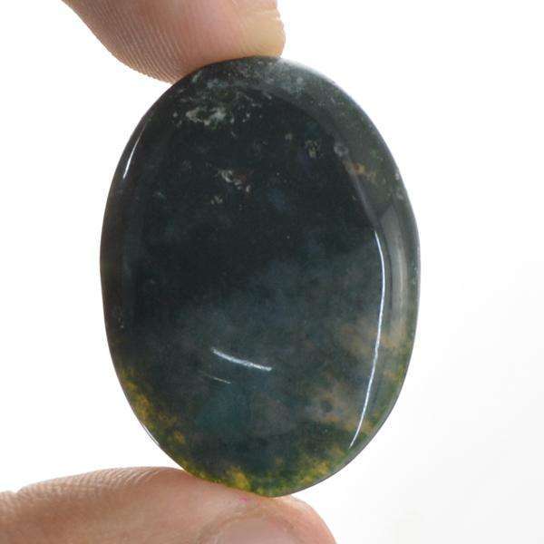 gemsmore:Amazing Natural Oval Shape Green Moss Agate Untreated Loose Gemstone