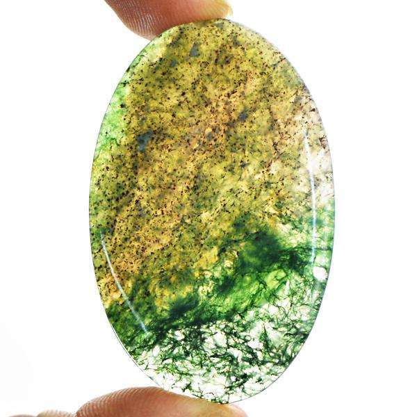 gemsmore:Amazing Natural Oval Shape Green Moss Agate Untreated Loose Gemstone