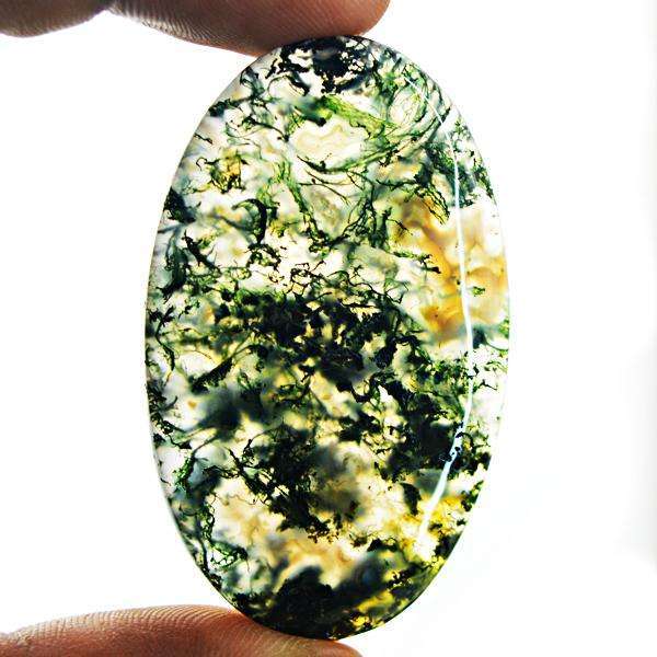 gemsmore:Amazing Natural Oval shape Green Moss Agate Untreated Loose Gemstone