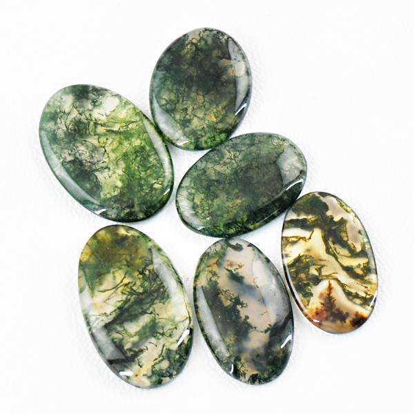 gemsmore:Amazing Natural Oval Shape Moss Agate Loose Gemstone Lot