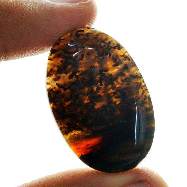 gemsmore:Amazing Natural Oval Shape Multicolor Moss Agate Loose Gemstone