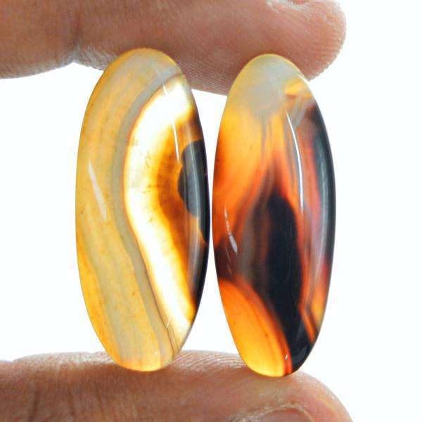 gemsmore:Amazing Natural Oval Shape Onyx Untreated Loose Gemstones Pair