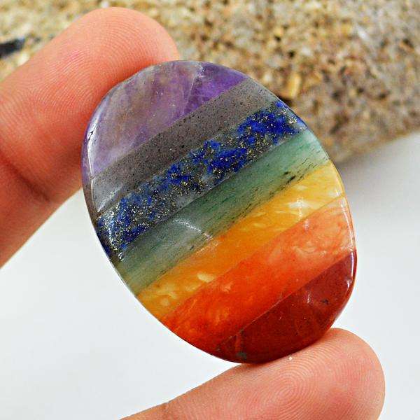 gemsmore:Amazing Natural Oval Shape Seven Chakra Loose Gemstone