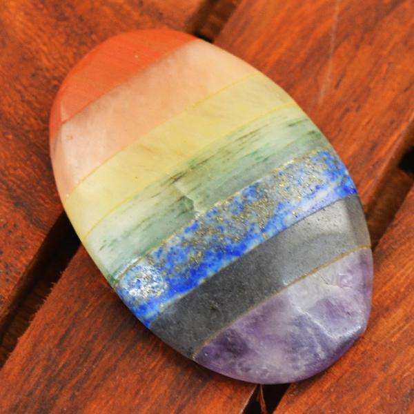 gemsmore:Amazing Natural Oval Shape Seven Chakra Untreated Loose Gemstone