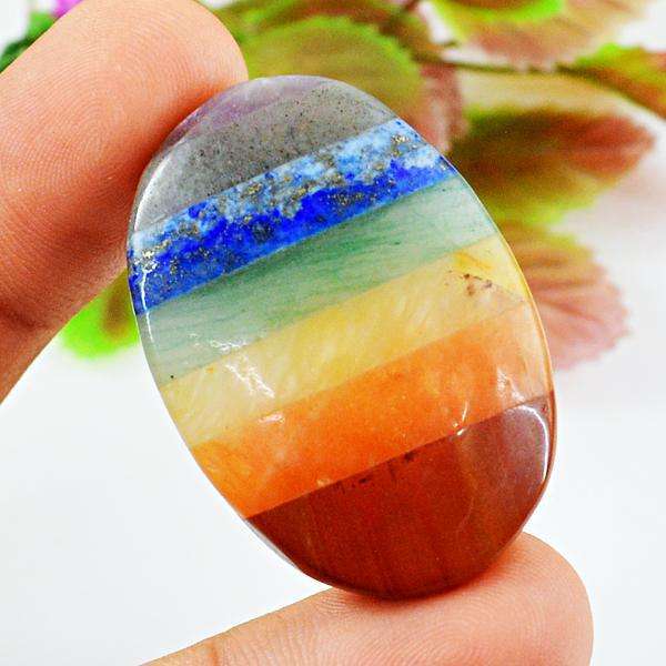 gemsmore:Amazing Natural Oval Shape Seven Chakra Untreated Loose Gemstone