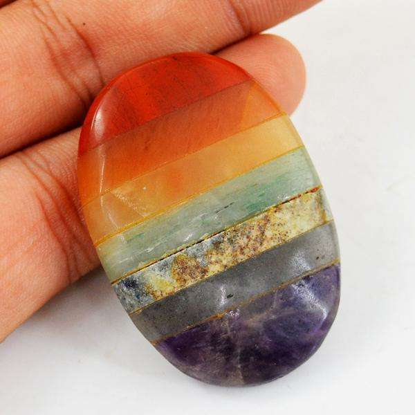 gemsmore:Amazing Natural Oval Shape Seven Chakra Untreated Loose Gemstone