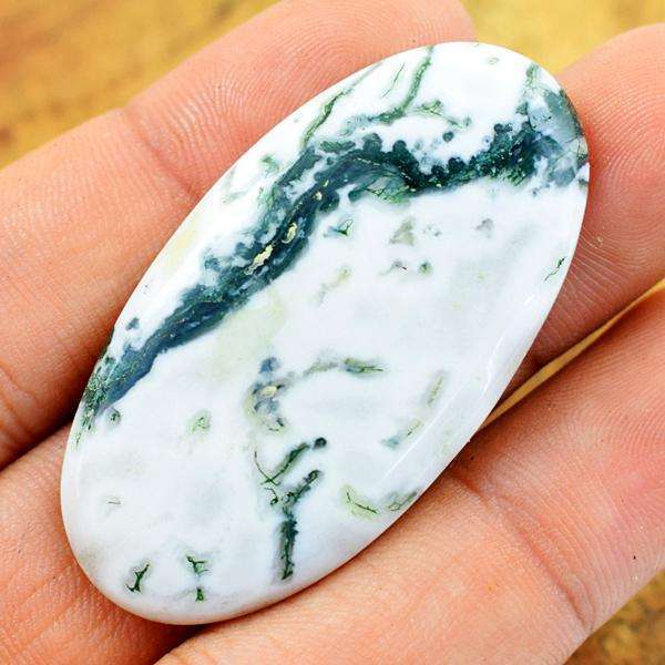 gemsmore:Amazing Natural Oval Shape Tree Agate Untreated Loose Gemstone