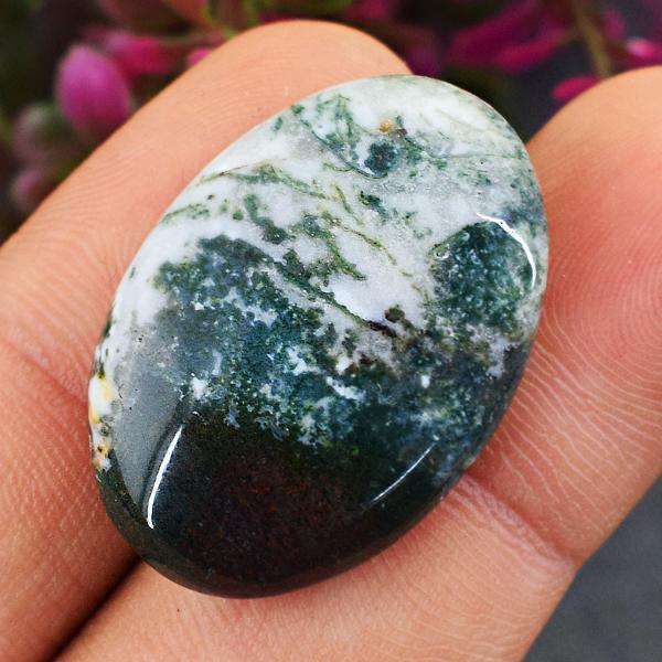 gemsmore:Amazing Natural Oval Shape Tree Agate Untreated Loose Gemstone